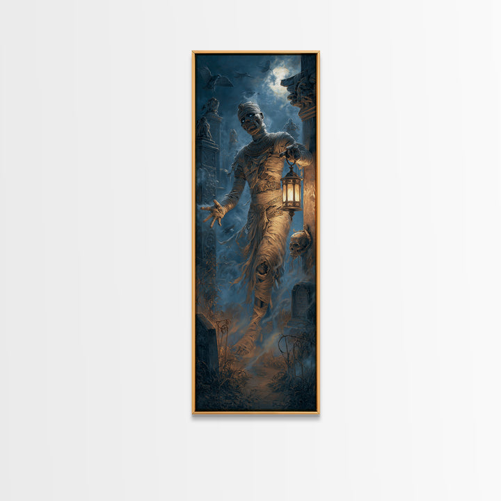 The Mummy Pharaoh, Tall Narrow Wall Art, Dark Halloween Decor, Canvas Print, Halloween Wall Decor, Gothic Home Decor, Macabre Wall Art
