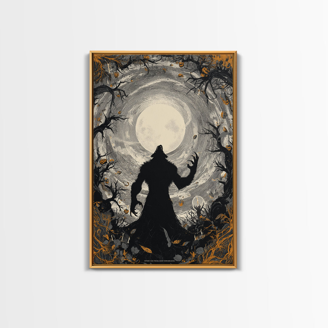 The Moon-Cursed Werewolf, Vertical Wall Art, Spooky Home Decor, Canvas Print, Halloween Wall Decor, Gothic Home Decor, Statement Wall Art