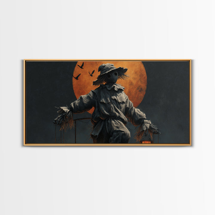 The Living Scarecrow, Wide Panoramic Art, Dark Fantasy Wall Art, Canvas Print, Halloween Wall Decor, Gothic Home Decor, Statement Wall Art