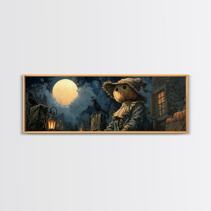 The Living Scarecrow, Extra Wide Wall Art, Gothic Horror Wall Art, Framed Canvas Print, Halloween Wall Decor, Gothic Home Decor