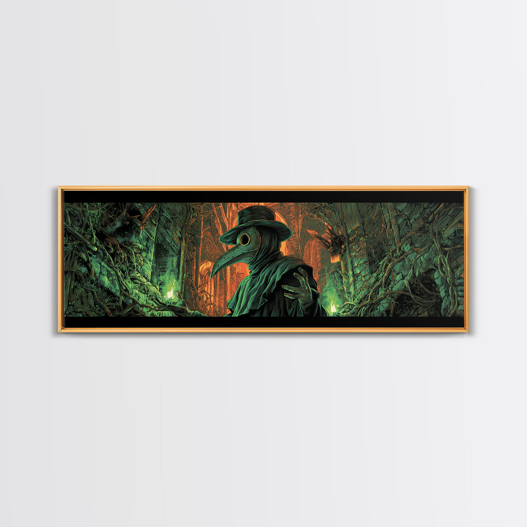 The Plague Doctor, Extra Wide Wall Art, Haunted Gothic Art, Framed Canvas Print, Halloween Wall Decor, Gothic Home Decor, Spooky Wall Decor
