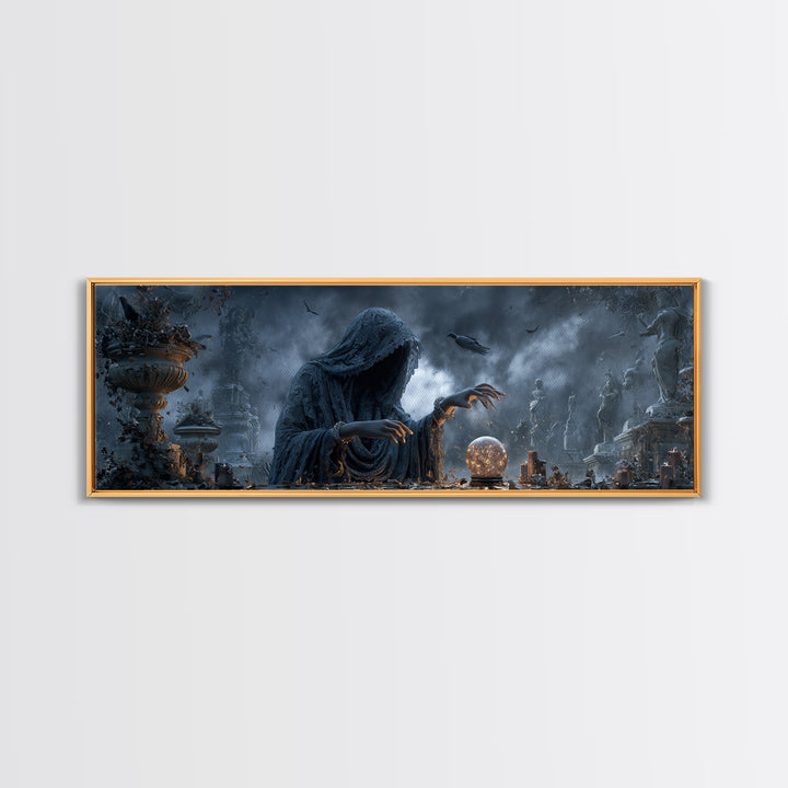 The Midnight Fortune Teller, Extra Wide Wall Art, Spooky Home Decor, Canvas Print, Halloween Wall Decor, Gothic Home Decor, Dark Fantasy Art