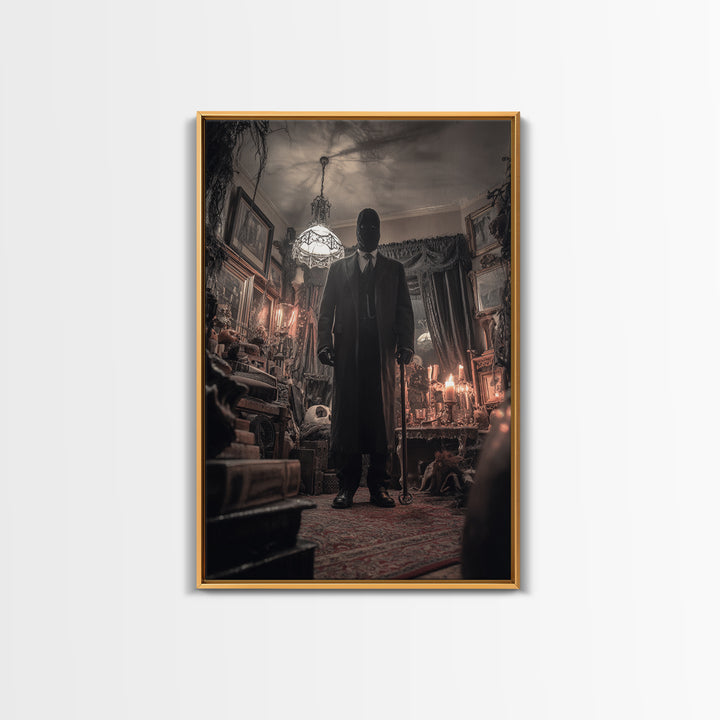 The Sinister Undertaker, Vertical Wall Art, Haunted Gothic Art, Framed Canvas Print, Halloween Wall Decor, Gothic Home Decor