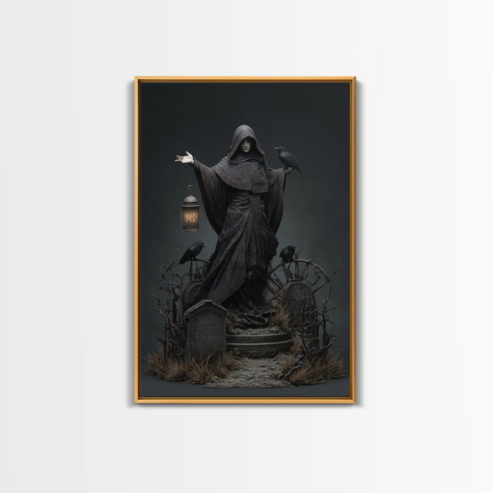 The Raven Keeper, Vertical Wall Art, Gothic Horror Wall Art, Framed Canvas Print, Halloween Wall Decor, Gothic Home Decor, Spooky Wall Decor
