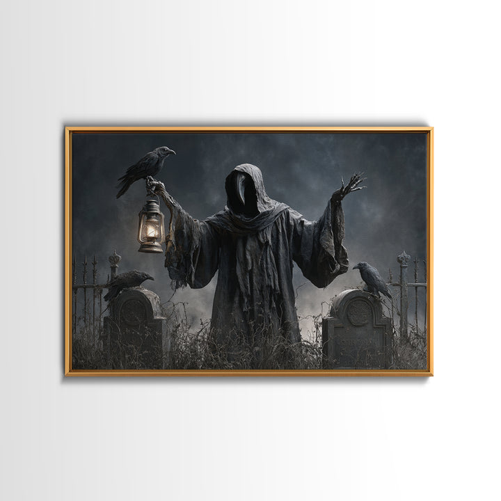 The Raven Keeper, Landscape Wall Art, Macabre Wall Art, Framed Canvas Print, Halloween Wall Decor, Gothic Home Decor, Spooky Wall Decor