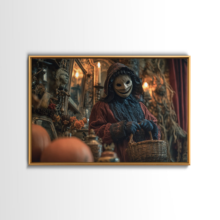 The Masked Candy Collector, Landscape Wall Art, Dark Fantasy Wall Art, Canvas Print, Halloween Wall Decor, Gothic Home Decor