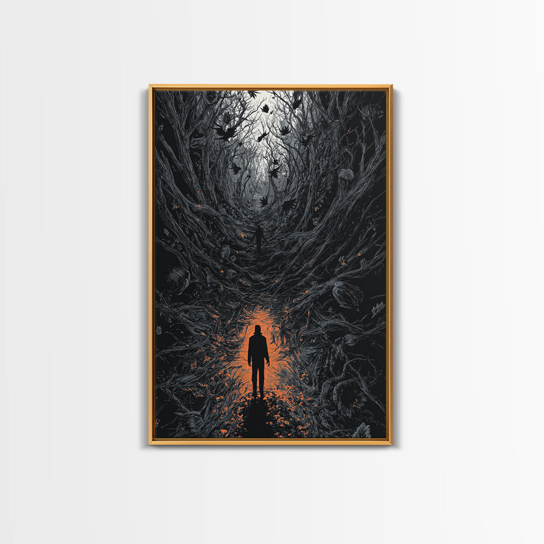 The Shadow Person, Vertical Wall Art, Dark Halloween Decor, Canvas Print, Halloween Wall Decor, Gothic Home Decor, Macabre Wall Art