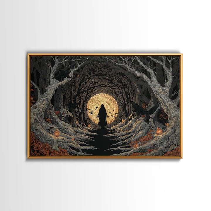 The Shadow Person, Landscape Wall Art, Macabre Wall Art, Framed Canvas Print, Halloween Wall Decor, Gothic Home Decor, Halloween Wall Art