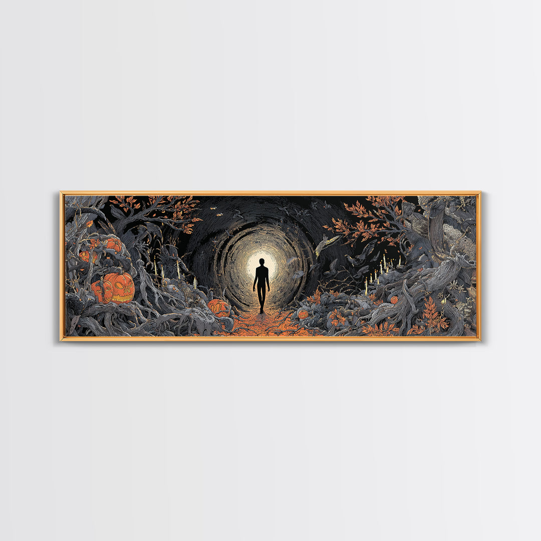 The Shadow Person, Extra Wide Wall Art, Spooky Home Decor, Canvas Print, Halloween Wall Decor, Gothic Home Decor, Halloween Decor