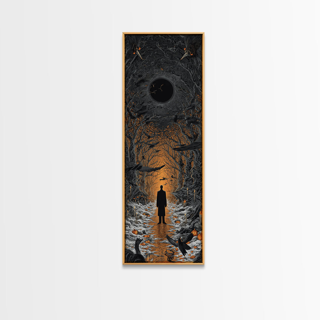 The Shadow Person, Tall Narrow Wall Art, Haunted Gothic Art, Framed Canvas Print, Halloween Wall Decor, Gothic Home Decor, Dark Fantasy Art