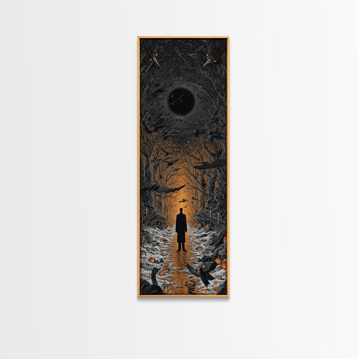 The Shadow Person, Tall Narrow Wall Art, Haunted Gothic Art, Framed Canvas Print, Halloween Wall Decor, Gothic Home Decor, Dark Fantasy Art