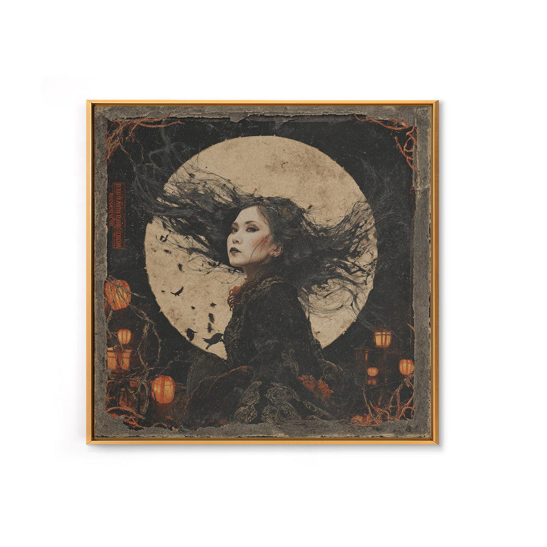 The Banshee Singer, Square Wall Art, Macabre Wall Art, Framed Canvas Print, Halloween Wall Decor, Gothic Home Decor, Horror Wall Art