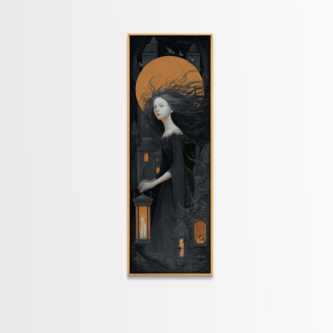 The Banshee Singer, Tall Narrow Wall Art, Dark Halloween Decor, Canvas Print, Halloween Wall Decor, Gothic Home Decor, Halloween Wall Art