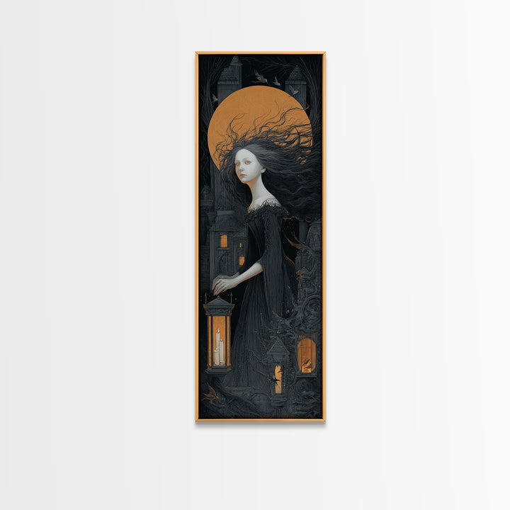 The Banshee Singer, Tall Narrow Wall Art, Dark Halloween Decor, Canvas Print, Halloween Wall Decor, Gothic Home Decor, Halloween Wall Art