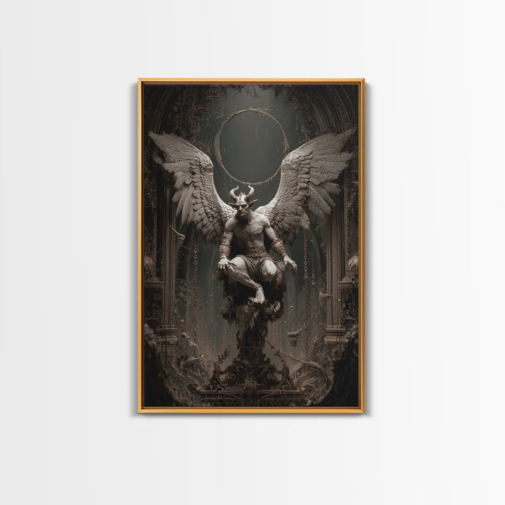 The Gargoyle Sentinel, Vertical Wall Art, Gothic Horror Wall Art, Framed Canvas Print, Halloween Wall Decor, Gothic Home Decor