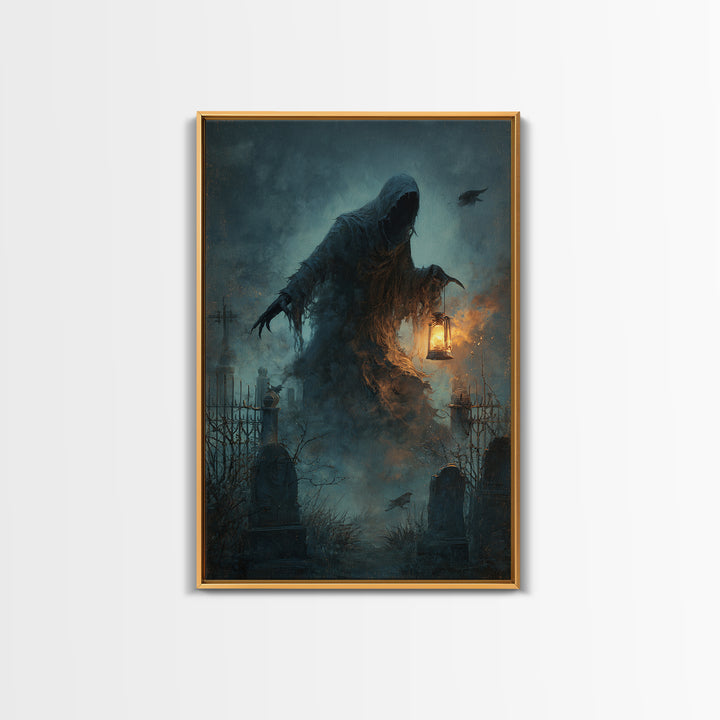 The Tattered Wraith, Vertical Wall Art, Gothic Horror Wall Art, Framed Canvas Print, Halloween Wall Decor, Gothic Home Decor