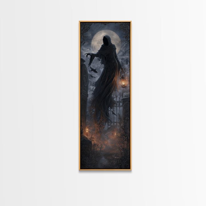 The Tattered Wraith, Tall Narrow Wall Art, Haunted Gothic Art, Framed Canvas Print, Halloween Wall Decor, Gothic Home Decor, Horror Wall Art