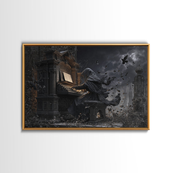 The Phantom Organist, Landscape Wall Art, Macabre Wall Art, Framed Canvas Print, Halloween Wall Decor, Gothic Home Decor, Spooky Wall Decor