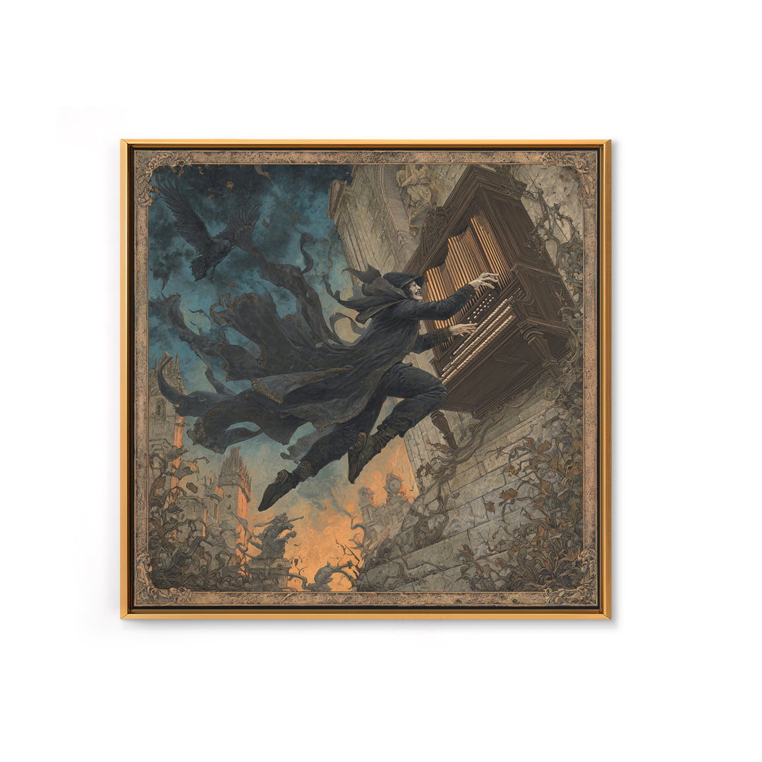 The Phantom Organist, Square Wall Art, Haunted Gothic Art, Framed Canvas Print, Halloween Wall Decor, Gothic Home Decor, Dark Fantasy Art