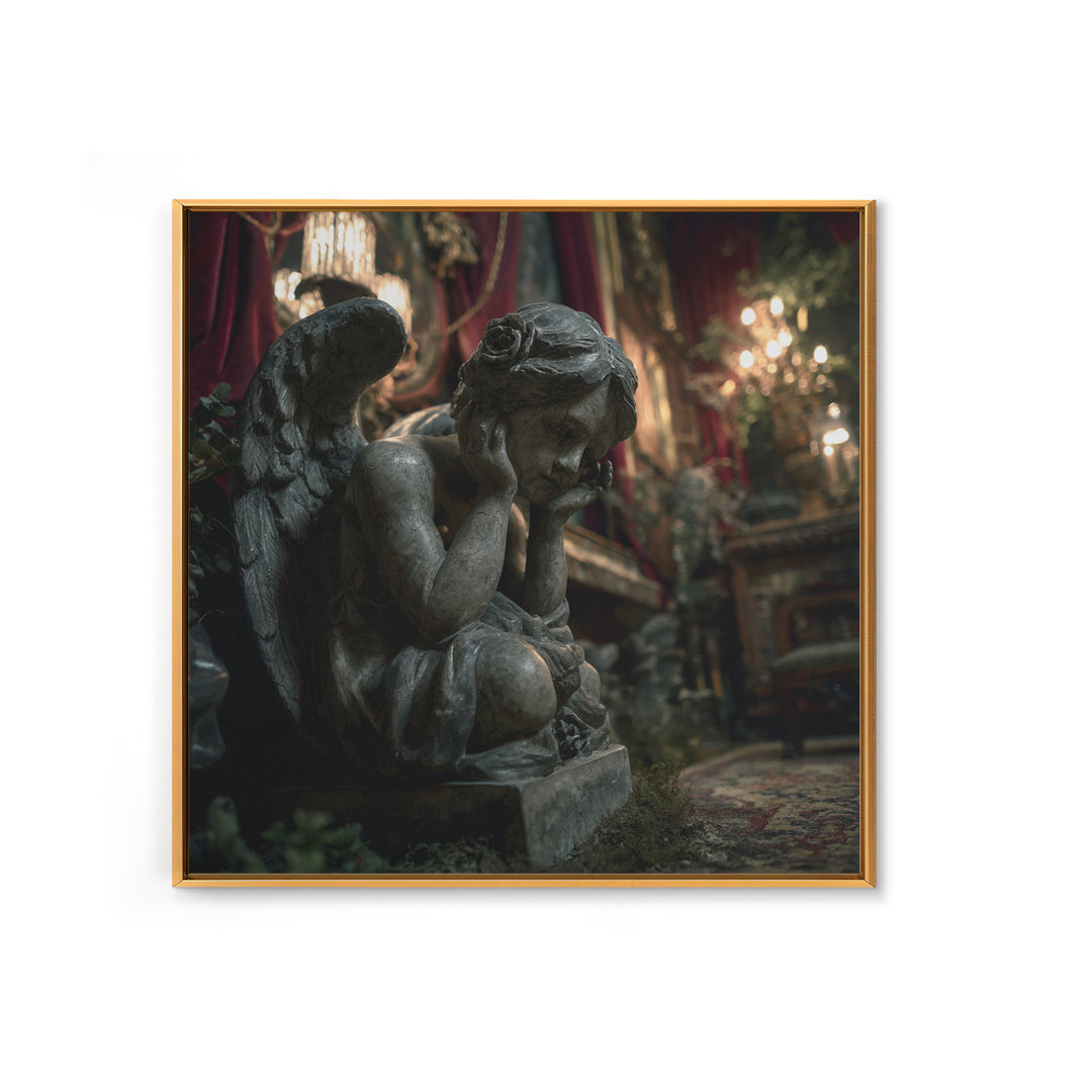 The Weeping Cemetery Angel, Square Wall Art, Dark Halloween Decor, Canvas Print, Halloween Wall Decor, Gothic Home Decor, Macabre Wall Art