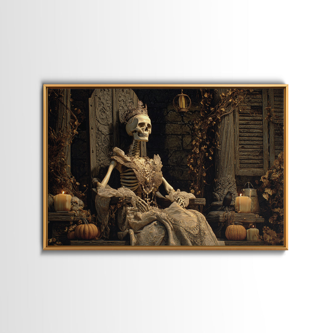 The Bone Queen, Landscape Wall Art, Gothic Horror Wall Art, Framed Canvas Print, Halloween Wall Decor, Gothic Home Decor, Macabre Wall Art
