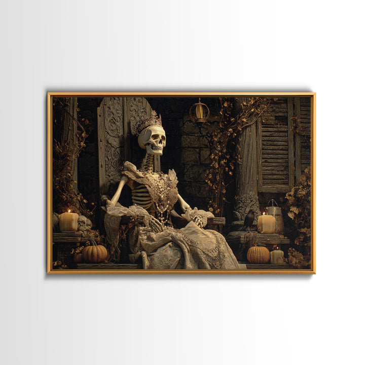 The Bone Queen, Landscape Wall Art, Gothic Horror Wall Art, Framed Canvas Print, Halloween Wall Decor, Gothic Home Decor, Macabre Wall Art