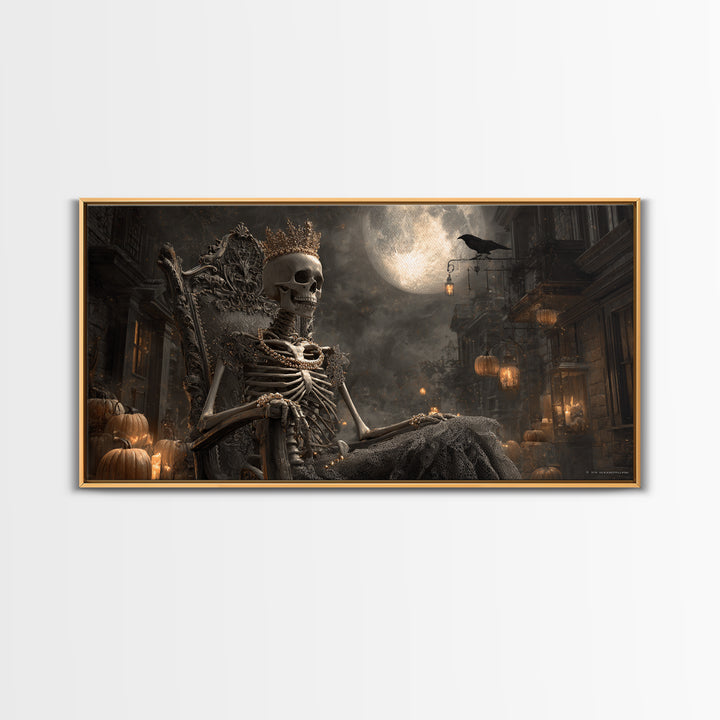 The Bone Queen, Wide Panoramic Art, Dark Halloween Decor, Canvas Print, Halloween Wall Decor, Gothic Home Decor, Collectible Wall Decor
