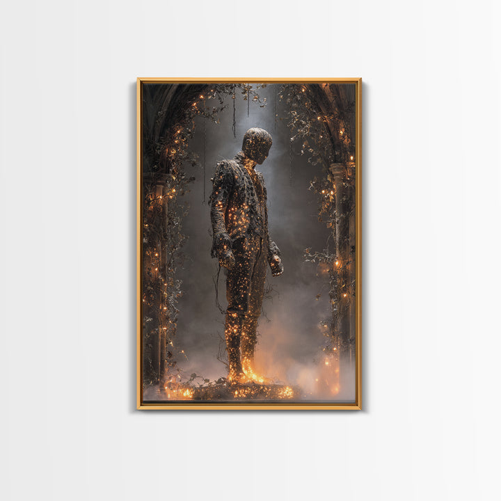 The Candlewax Man, Vertical Wall Art, Gothic Horror Wall Art, Framed Canvas Print, Halloween Wall Decor, Gothic Home Decor