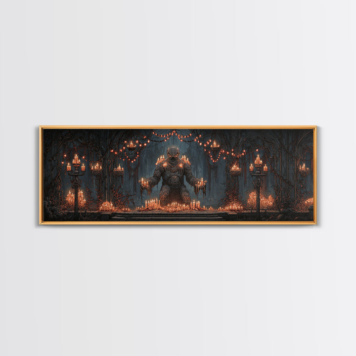 The Candlewax Man, Extra Wide Wall Art, Macabre Wall Art, Framed Canvas Print, Halloween Wall Decor, Gothic Home Decor, Halloween Decor