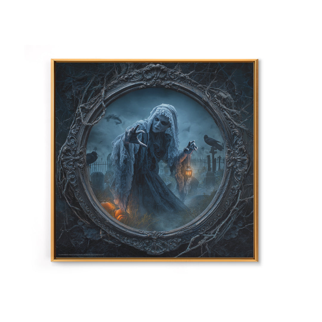 The Mirror Spirit, Square Wall Art, Dark Halloween Decor, Canvas Print, Halloween Wall Decor, Gothic Home Decor, Spooky Wall Decor