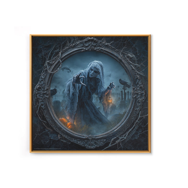 The Mirror Spirit, Square Wall Art, Dark Halloween Decor, Canvas Print, Halloween Wall Decor, Gothic Home Decor, Spooky Wall Decor