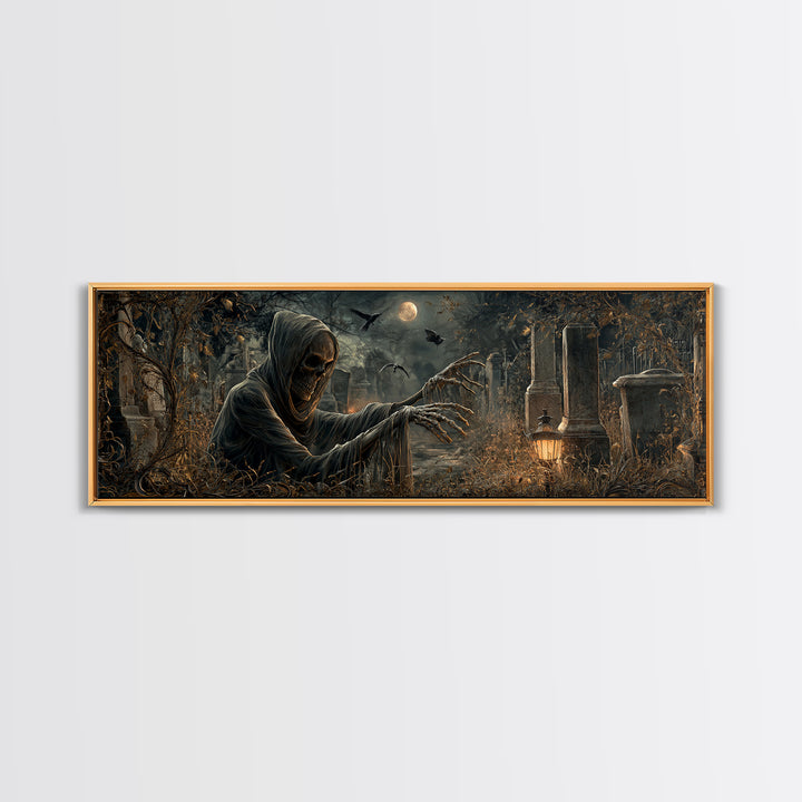 The Mirror Spirit, Extra Wide Wall Art, Dark Halloween Decor, Canvas Print, Halloween Wall Decor, Gothic Home Decor, Dark Fantasy Art