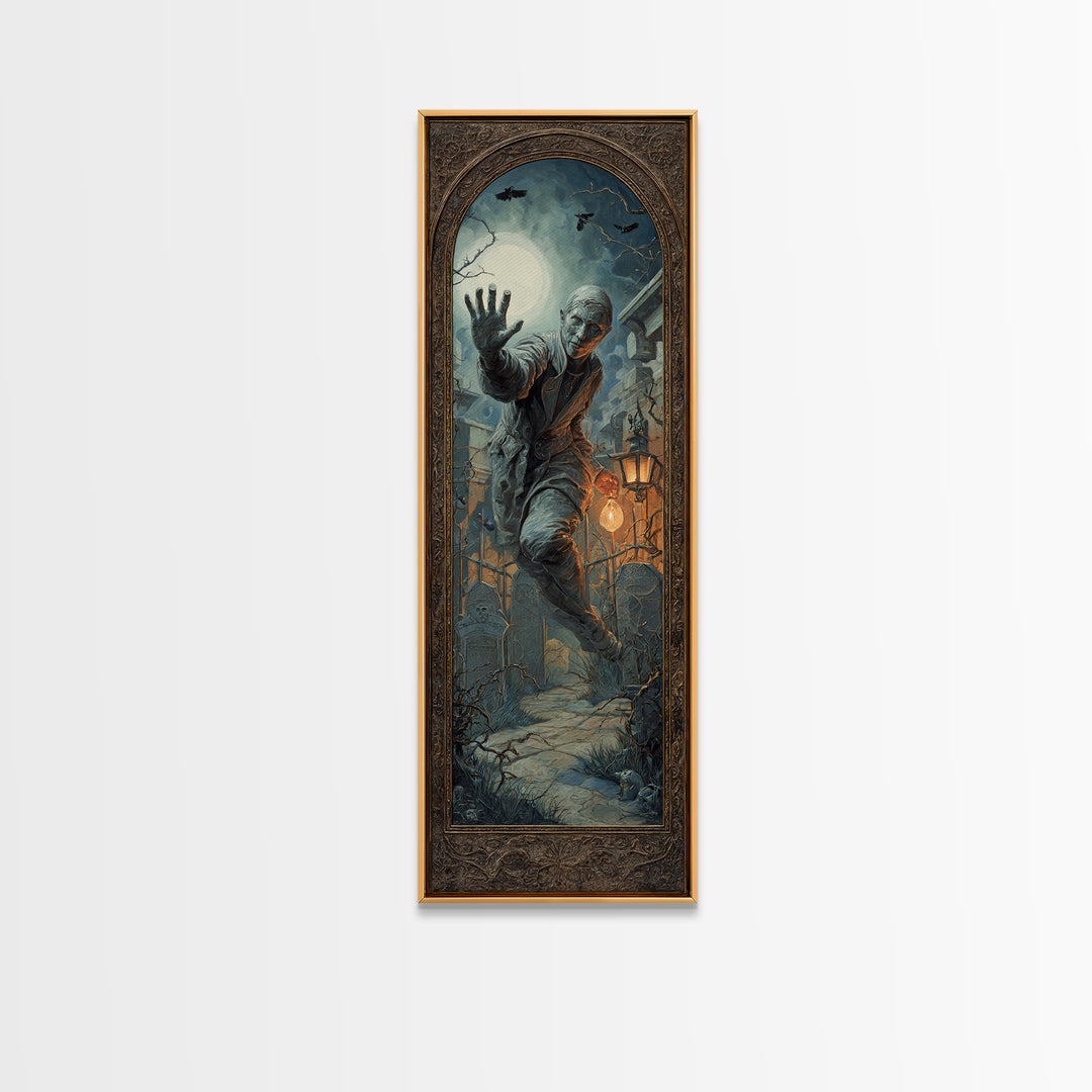 The Mirror Spirit, Tall Narrow Wall Art, Dark Fantasy Wall Art, Canvas Print, Halloween Wall Decor, Gothic Home Decor, Spooky Wall Decor