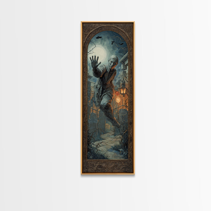 The Mirror Spirit, Tall Narrow Wall Art, Dark Fantasy Wall Art, Canvas Print, Halloween Wall Decor, Gothic Home Decor, Spooky Wall Decor