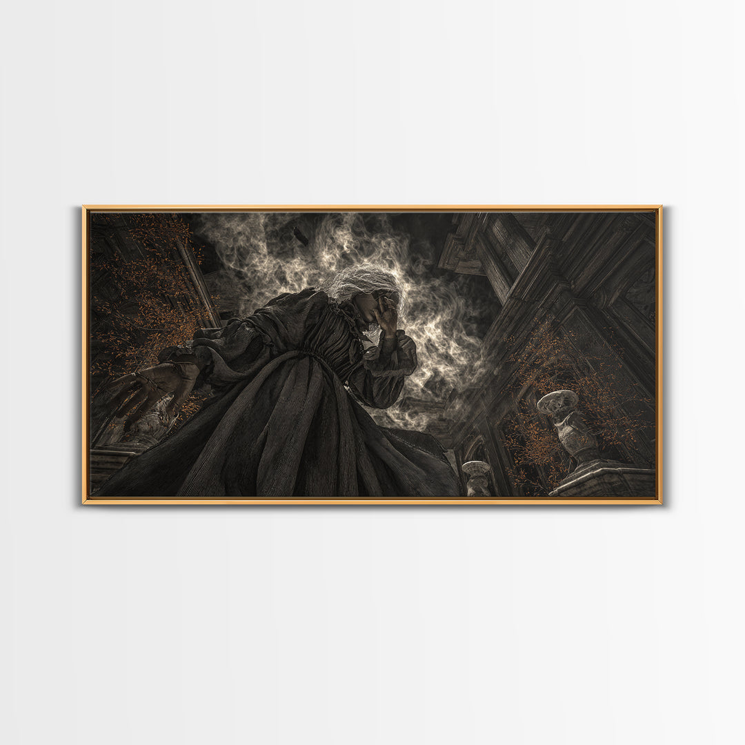 The Attic Whisperer, Wide Panoramic Art, Dark Fantasy Wall Art, Canvas Print, Halloween Wall Decor, Gothic Home Decor, Horror Wall Art