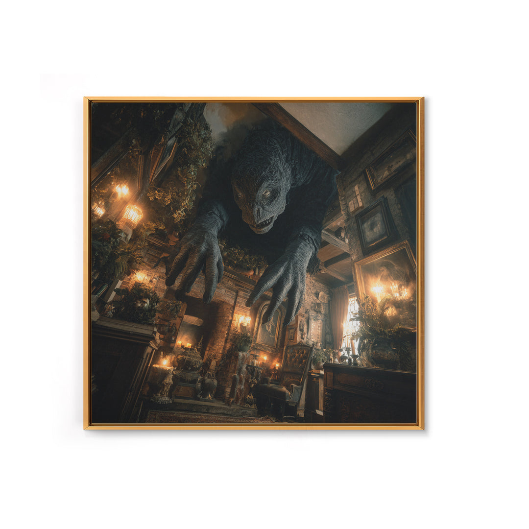 The Chimney Phantom, Square Wall Art, Gothic Horror Wall Art, Framed Canvas Print, Halloween Wall Decor, Gothic Home Decor