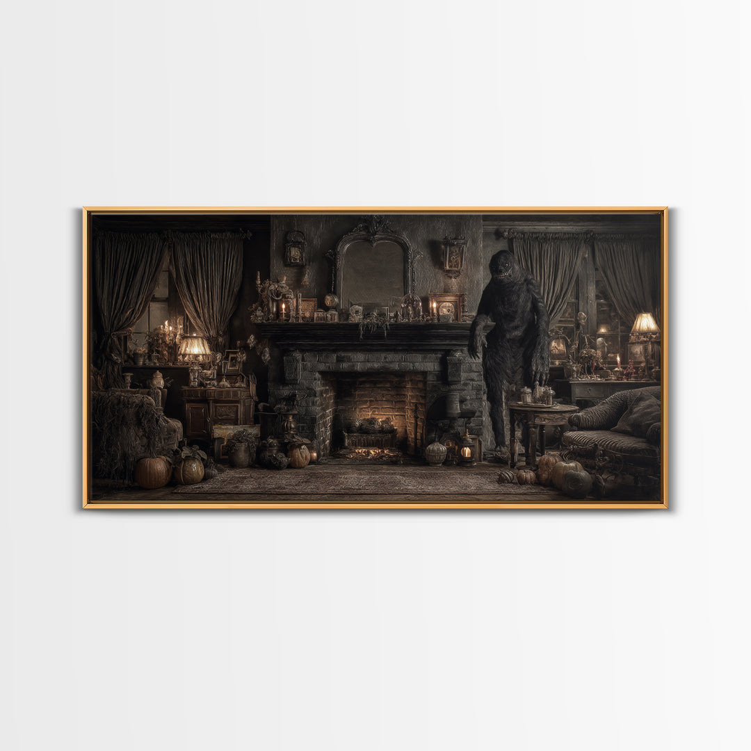The Chimney Phantom, Wide Panoramic Art, Dark Fantasy Wall Art, Canvas Print, Halloween Wall Decor, Gothic Home Decor, Dark Fantasy Art