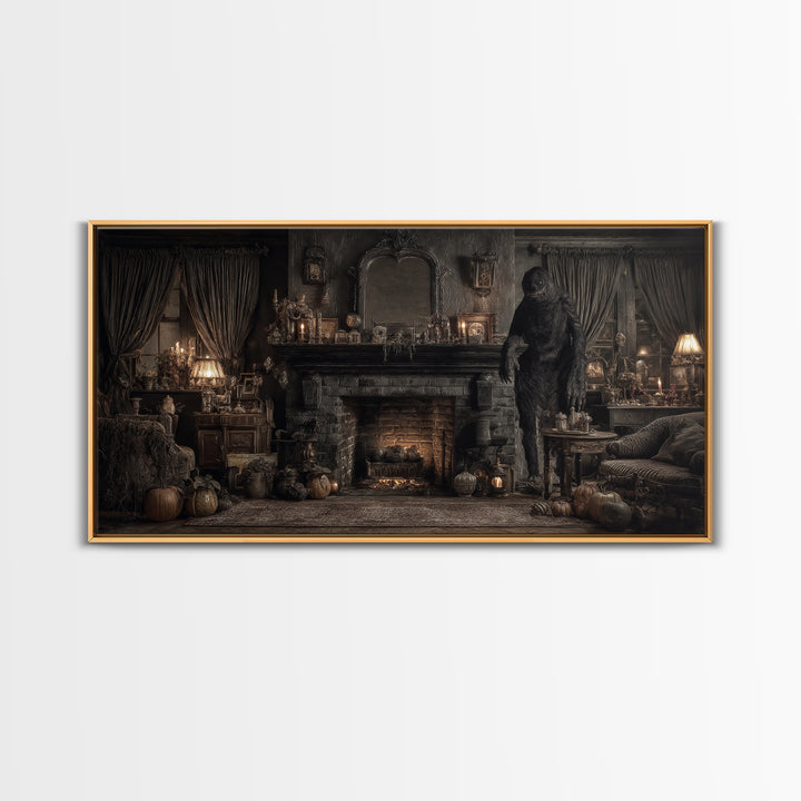 The Chimney Phantom, Wide Panoramic Art, Dark Fantasy Wall Art, Canvas Print, Halloween Wall Decor, Gothic Home Decor, Dark Fantasy Art