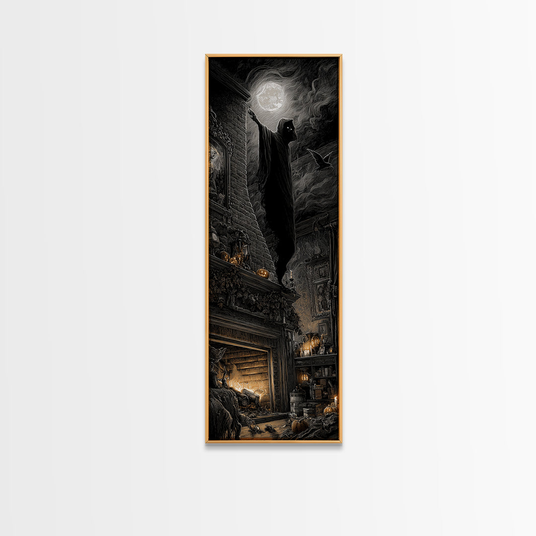 The Chimney Phantom, Tall Narrow Wall Art, Spooky Home Decor, Canvas Print, Halloween Wall Decor, Gothic Home Decor, Spooky Wall Decor