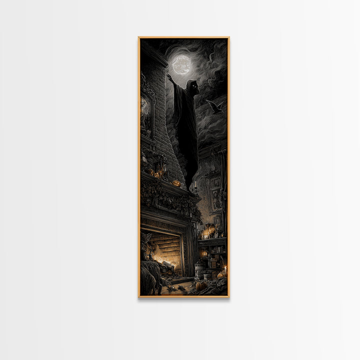 The Chimney Phantom, Tall Narrow Wall Art, Spooky Home Decor, Canvas Print, Halloween Wall Decor, Gothic Home Decor, Spooky Wall Decor