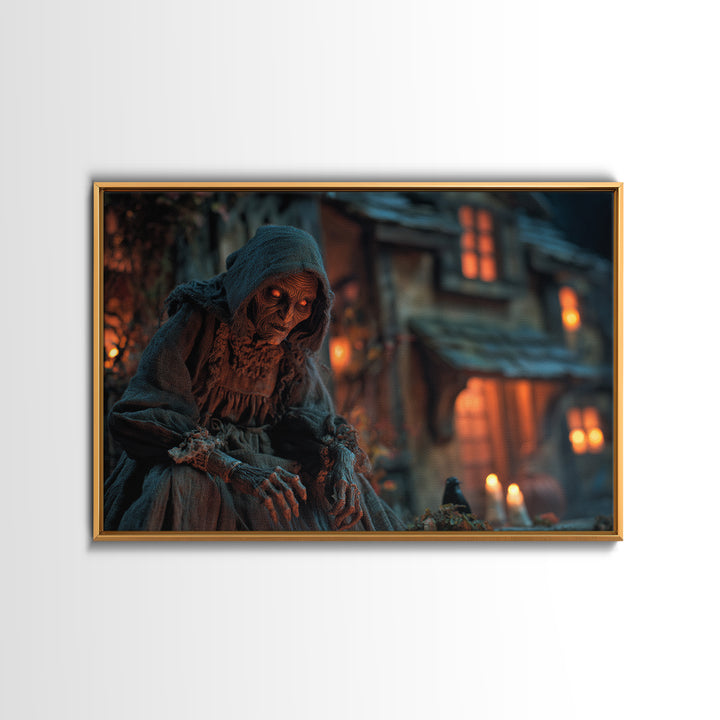 The Red-Eyed Night Hag, Landscape Wall Art, Spooky Home Decor, Canvas Print, Halloween Wall Decor, Gothic Home Decor, Dark Fantasy Art