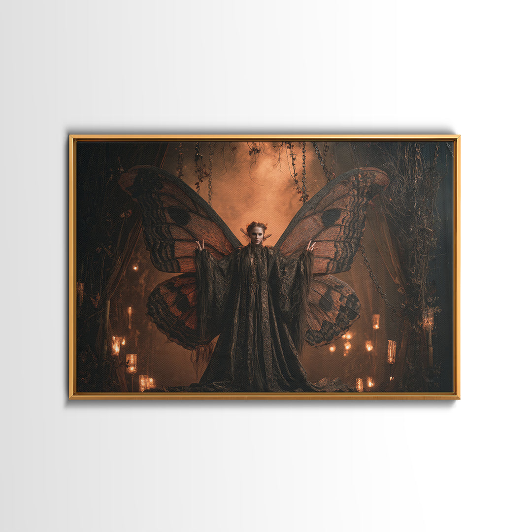 The Velvet Moth Witch, Landscape Wall Art, Spooky Home Decor, Canvas Print, Halloween Wall Decor, Gothic Home Decor, Halloween Wall Art