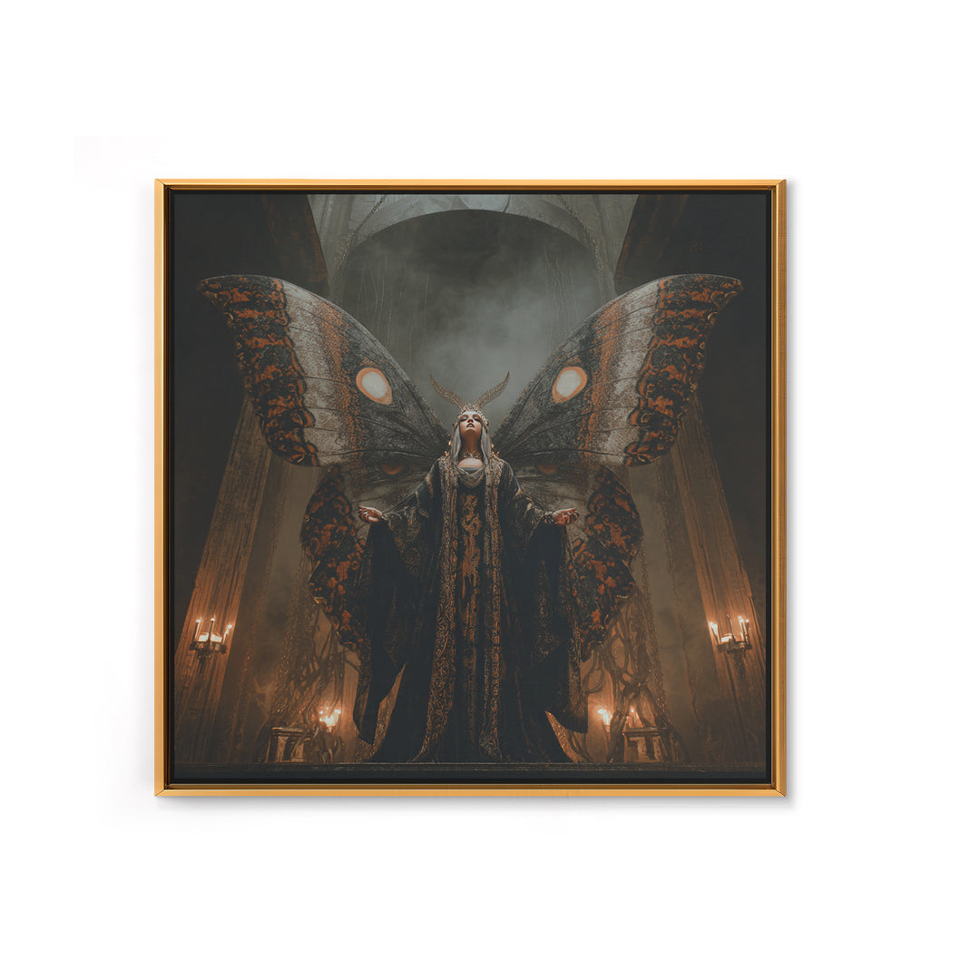 The Velvet Moth Witch, Square Wall Art, Dark Fantasy Wall Art, Canvas Print, Halloween Wall Decor, Gothic Home Decor, Spooky Wall Decor