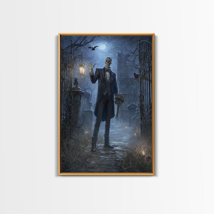 The Ghostly Groom, Vertical Wall Art, Spooky Home Decor, Canvas Print, Halloween Wall Decor, Gothic Home Decor, Dark Fantasy Art