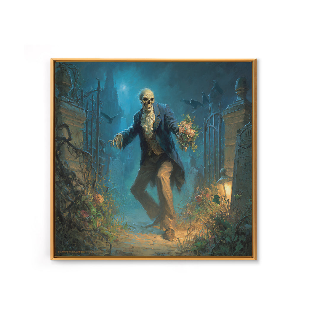 The Ghostly Groom, Square Wall Art, Gothic Horror Wall Art, Framed Canvas Print, Halloween Wall Decor, Gothic Home Decor