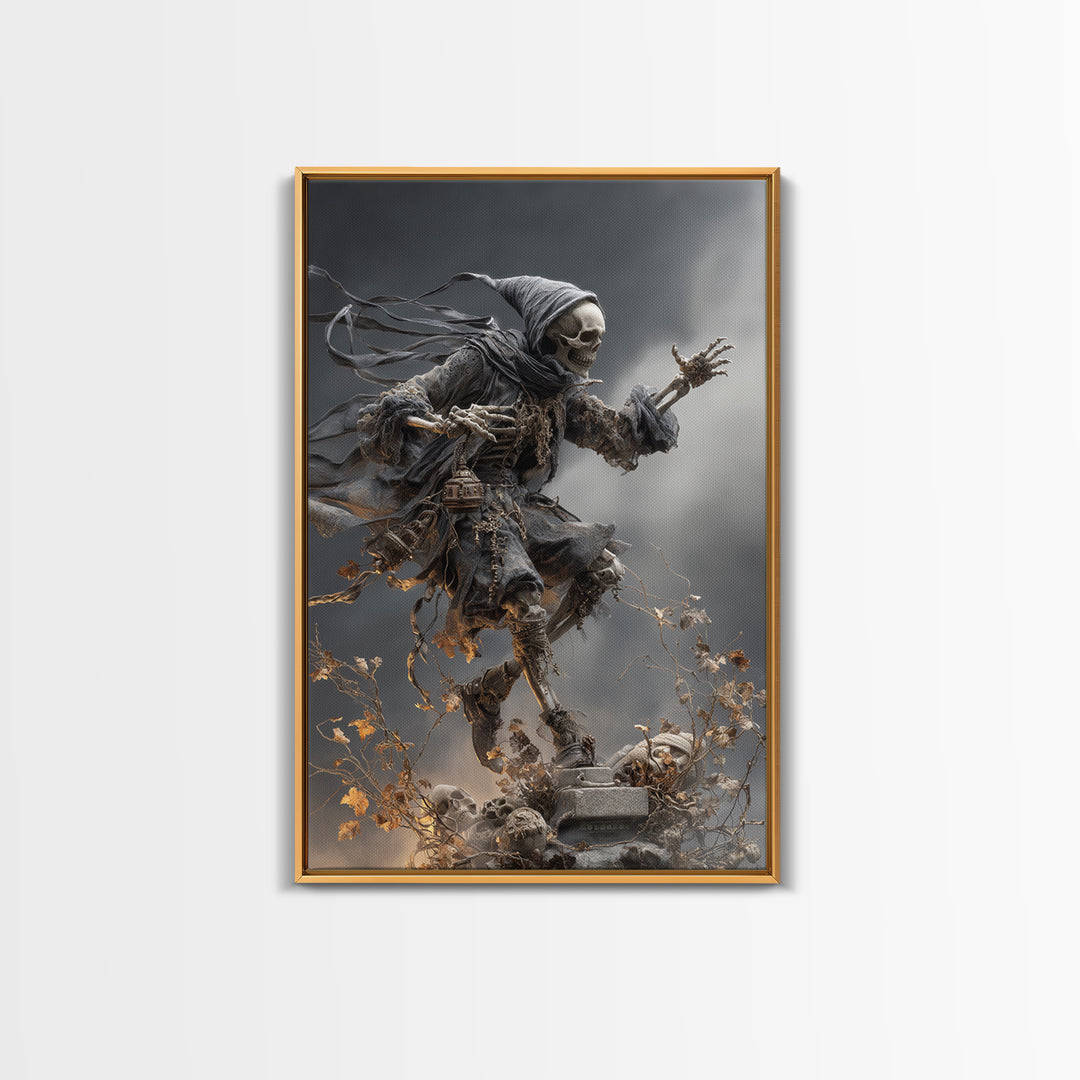 The Phantom Jester, Vertical Wall Art, Spooky Home Decor, Canvas Print, Halloween Wall Decor, Gothic Home Decor, Dark Fantasy Art