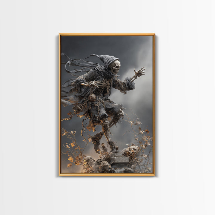 The Phantom Jester, Vertical Wall Art, Spooky Home Decor, Canvas Print, Halloween Wall Decor, Gothic Home Decor, Dark Fantasy Art