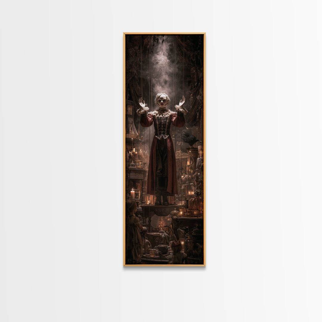 The Marionette Master, Tall Narrow Wall Art, Dark Halloween Decor, Canvas Print, Halloween Wall Decor, Gothic Home Decor, Macabre Wall Art