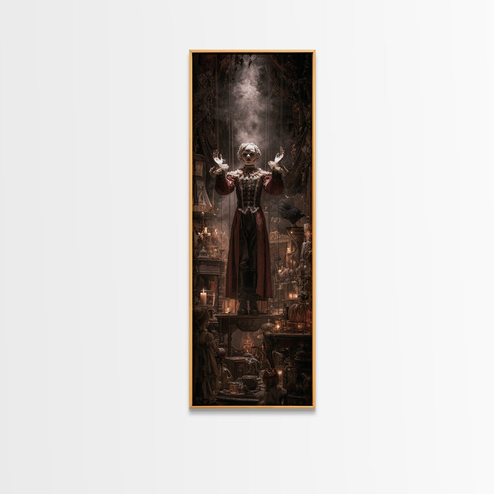The Marionette Master, Tall Narrow Wall Art, Dark Halloween Decor, Canvas Print, Halloween Wall Decor, Gothic Home Decor, Macabre Wall Art