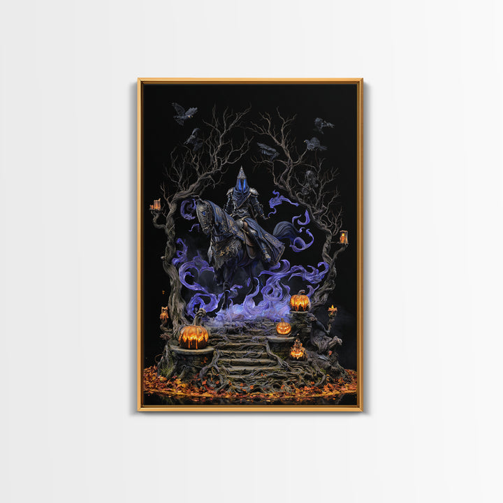 The Spectral Knight, Vertical Wall Art, Macabre Wall Art, Framed Canvas Print, Halloween Wall Decor, Gothic Home Decor, Spooky Wall Decor